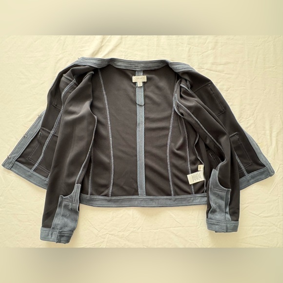 NWOT-Carmen Marc Valvo Faux Suede Women's Slate Blue Pocket Jacket - Picture 10 of 13